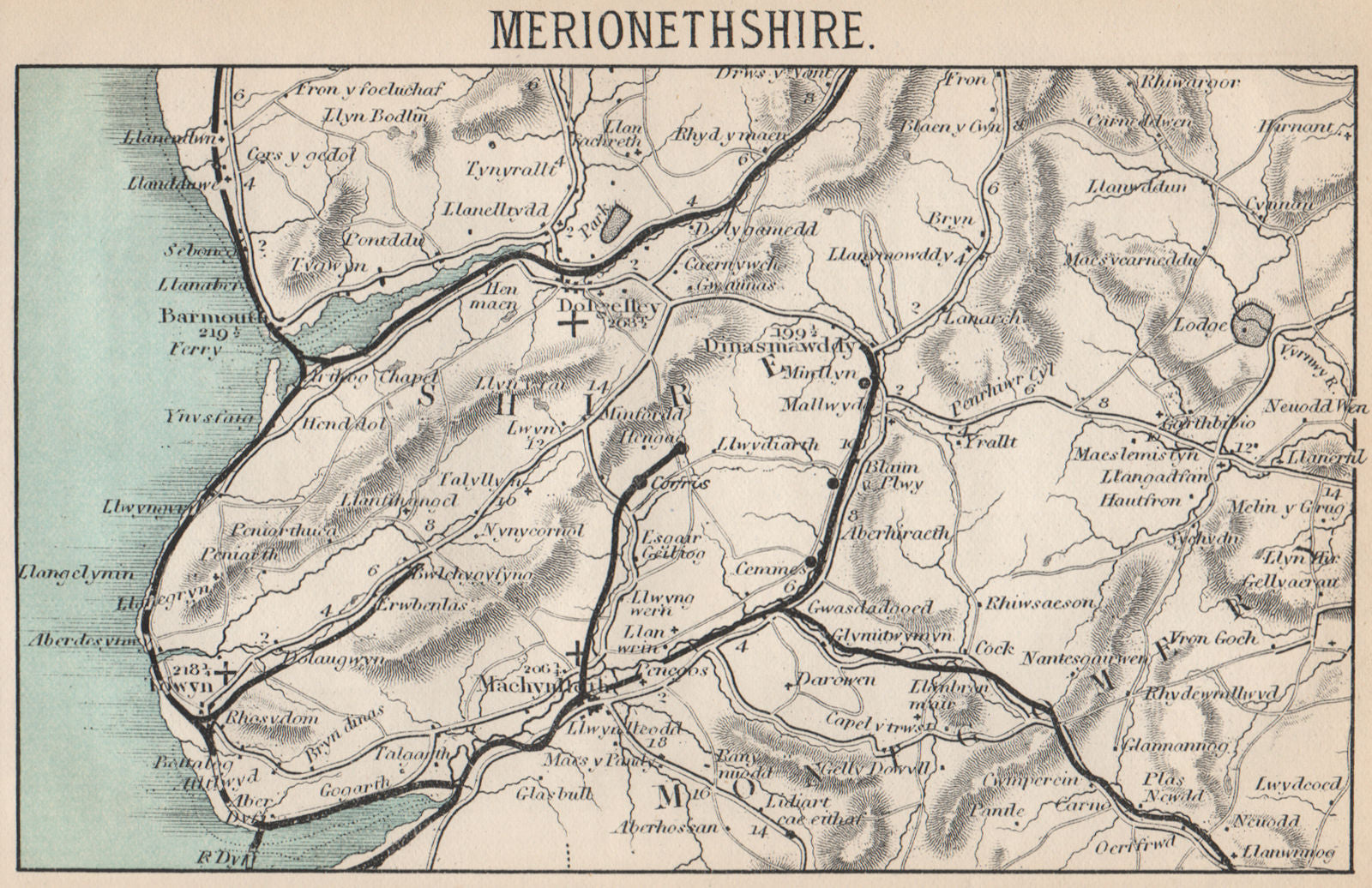 MERIONETHSHIRE. Dolgellau Barmouth. North Wales. WARD LOCK 1893 old map